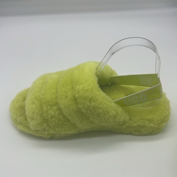 UGG - Fluff Yeah Sli In Lime Green Open Toe Slip On Ankle Strap Sandal Size 8 - Picture 7 of 14